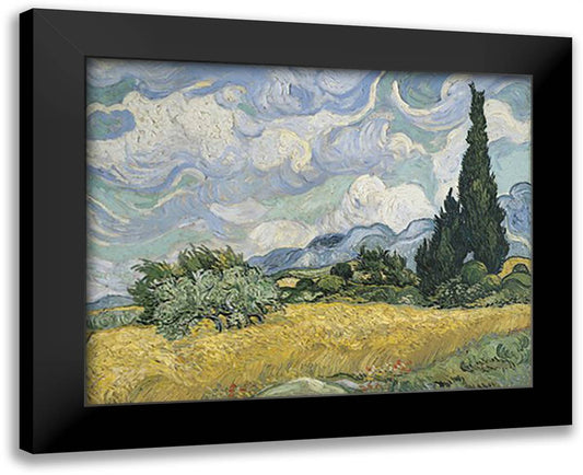A Wheatfield with Cypresses 18x15 Black Modern Wood Framed Art Print Poster by Van Gogh, Vincent