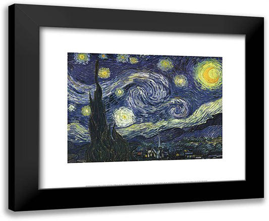 The Starry Night, c.1889 24x20 Black Modern Wood Framed Art Print Poster by Van Gogh, Vincent