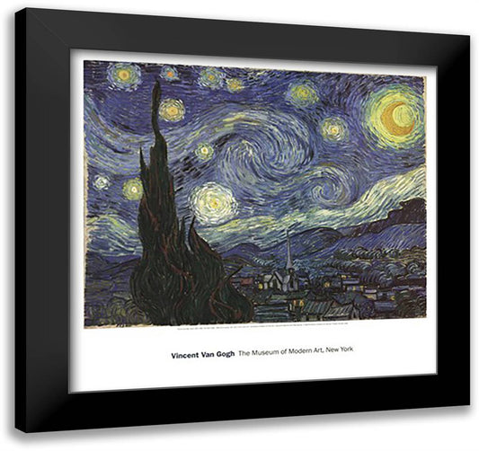 The Starry Night, c.1889 30x28 Black Modern Wood Framed Art Print Poster by Van Gogh, Vincent