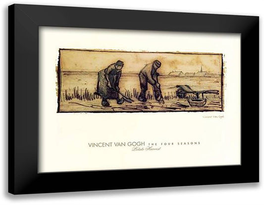 The Four Seasons - Potato Harvest 20x16 Black Modern Wood Framed Art Print Poster by Van Gogh, Vincent