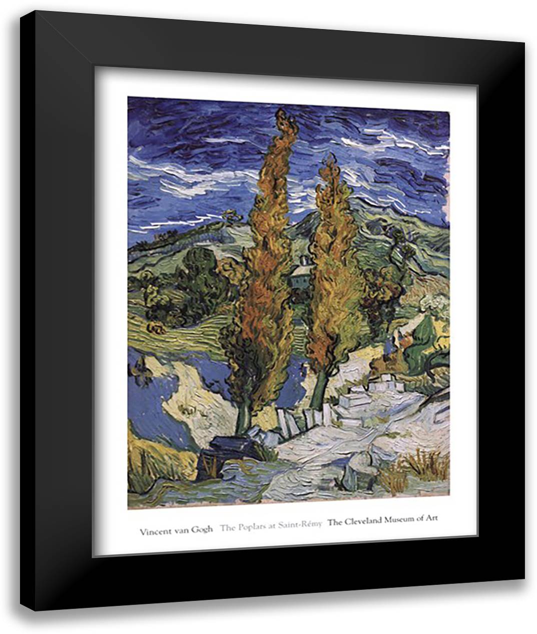 The Poplars at Saint-Rmy, c.1889 28x36 Black Modern Wood Framed Art Print Poster by Van Gogh, Vincent