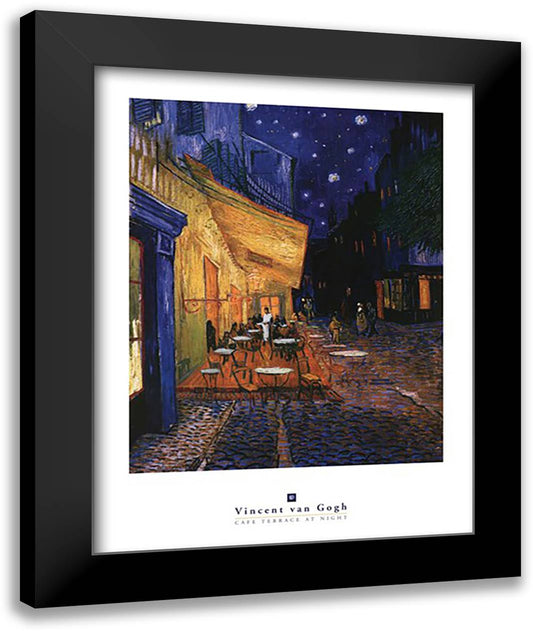 The Cafe Terrace on the Place du Forum, Arles, at Night, c.1888 28x36 Black Modern Wood Framed Art Print Poster by Van Gogh, Vincent