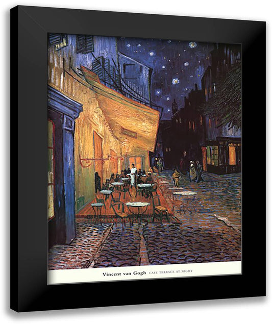 The Cafe Terrace on the Place du Forum, Arles, at Night, c.1888 28x36 Black Modern Wood Framed Art Print Poster by Van Gogh, Vincent