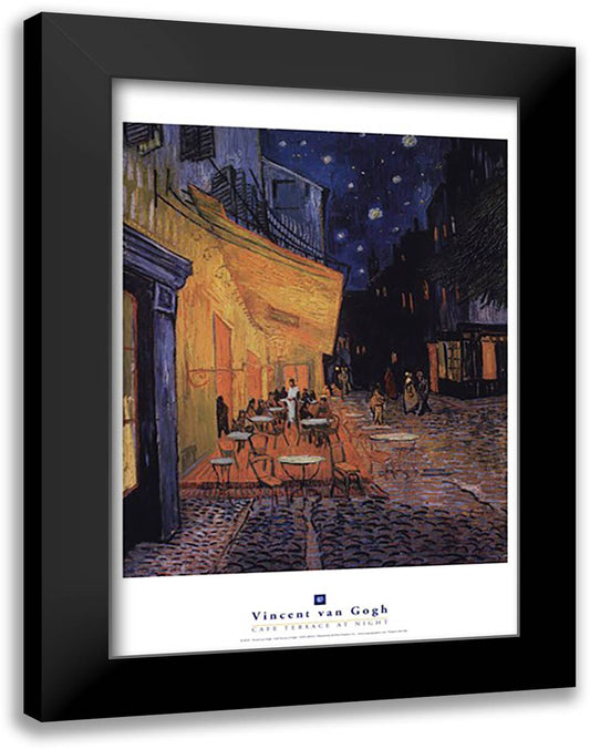 The Cafe Terrace on the Place du Forum, Arles, at Night, c.1888 17x23 Black Modern Wood Framed Art Print Poster by Van Gogh, Vincent