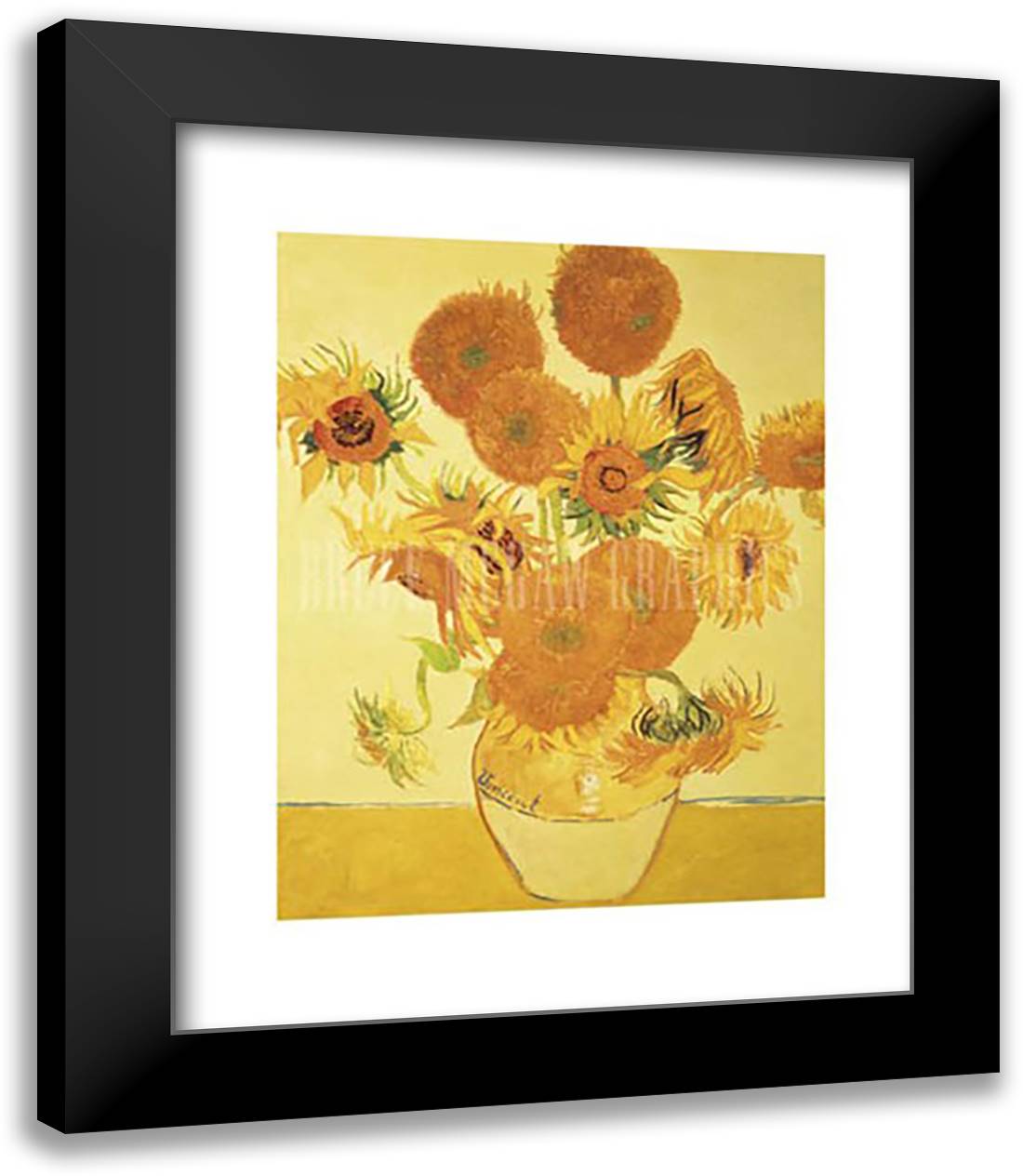 Sunflowers on Gold, 1888 15x18 Black Modern Wood Framed Art Print Poster by Van Gogh, Vincent