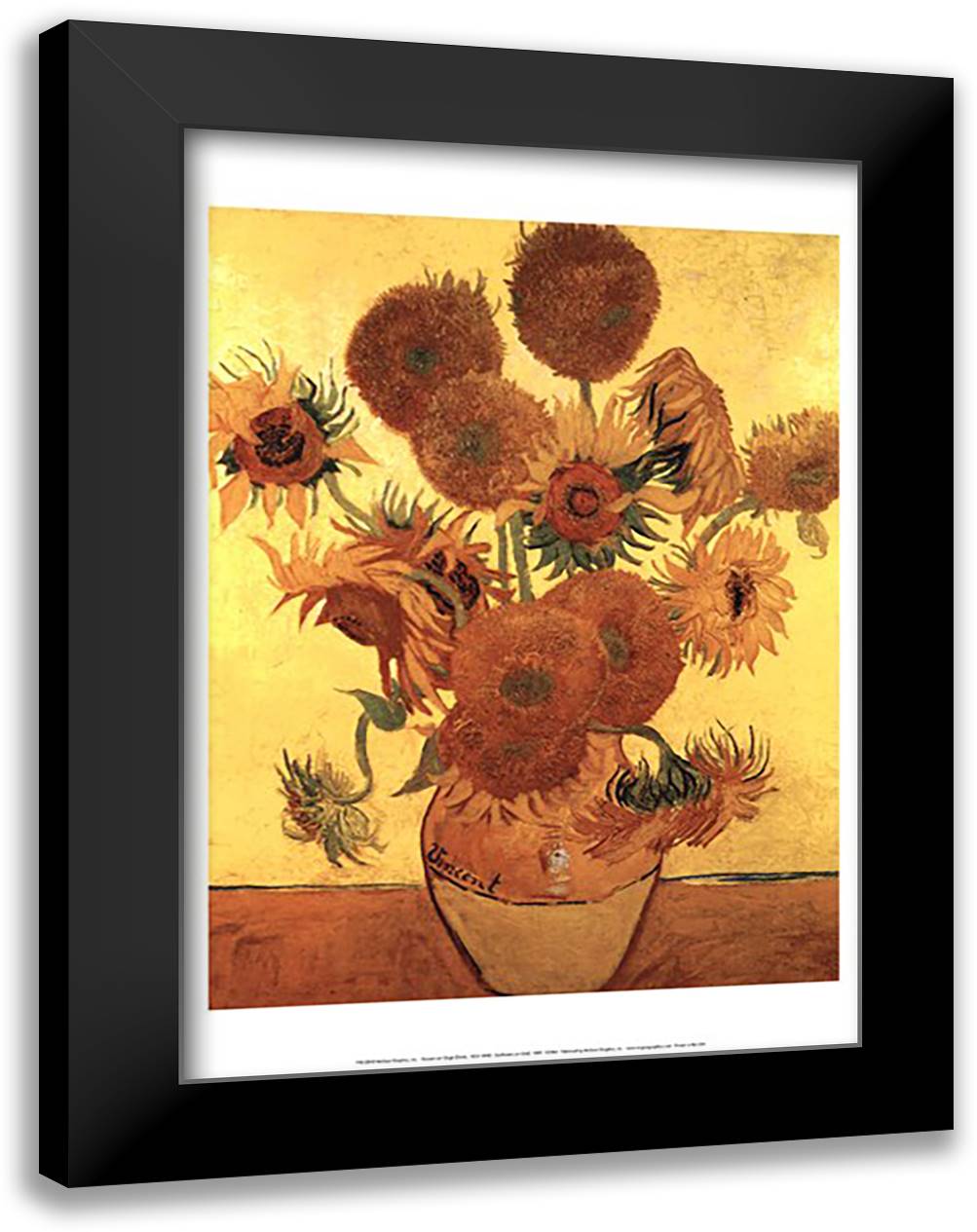 Sunflowers on Gold, 1888 17x23 Black Modern Wood Framed Art Print Poster by Van Gogh, Vincent