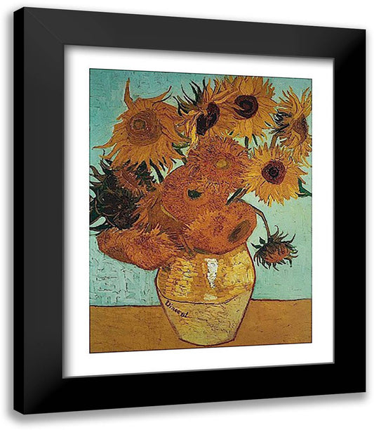 Sunflowers on Blue, 1888 15x18 Black Modern Wood Framed Art Print Poster by Van Gogh, Vincent