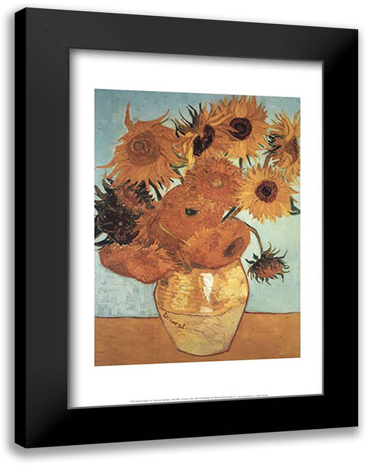 Sunflower on Blue, c.1888 17x23 Black Modern Wood Framed Art Print Poster by Van Gogh, Vincent