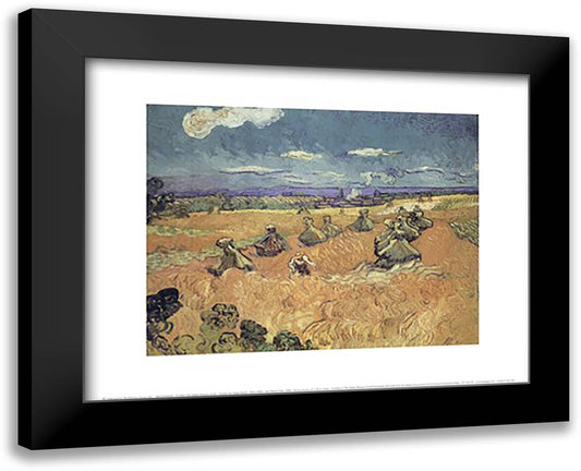 Harvest in Provence of Wheat Field with Sheaves, c.1888 18x15 Black Modern Wood Framed Art Print Poster by Van Gogh, Vincent