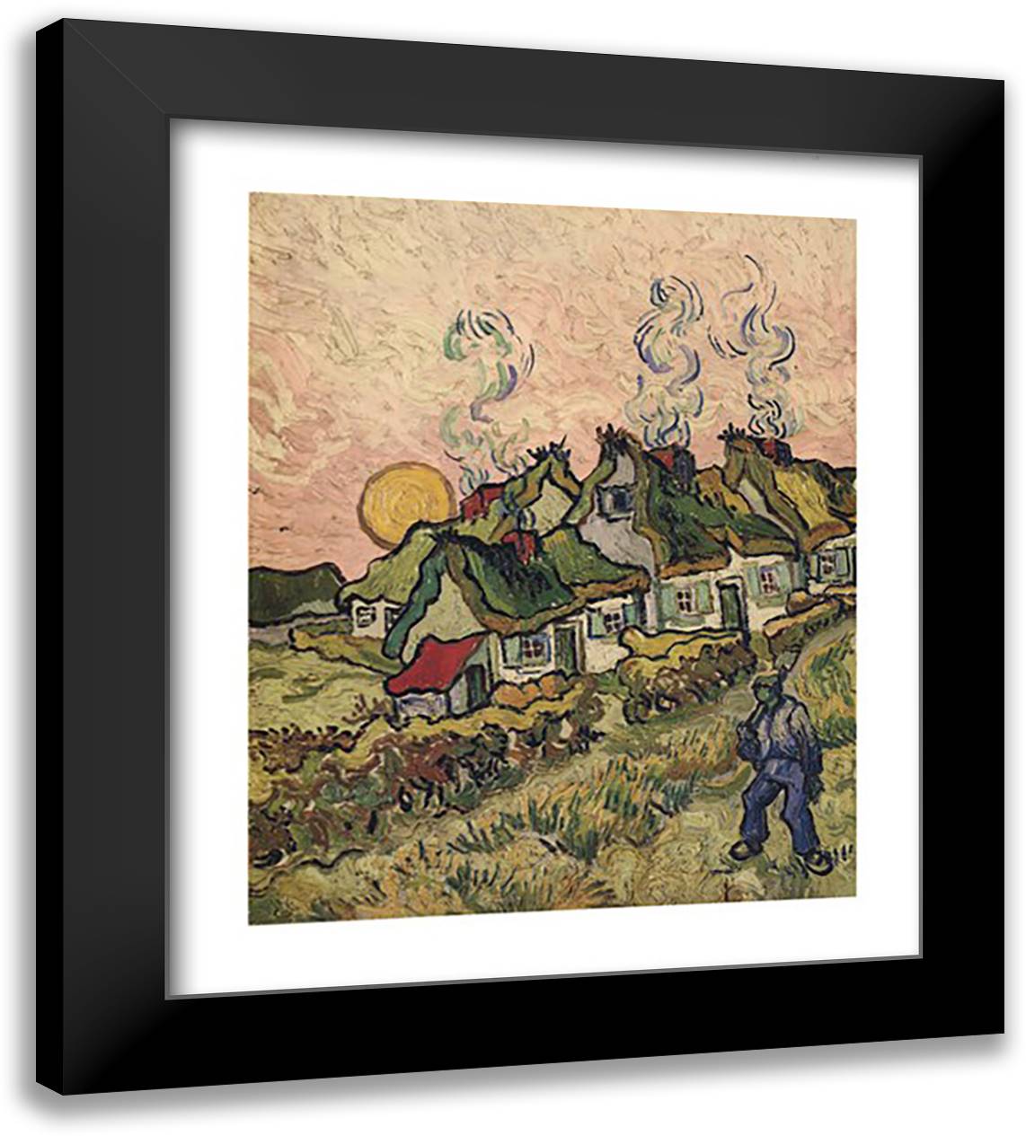 House and Figure, c.1890 24x28 Black Modern Wood Framed Art Print Poster by Van Gogh, Vincent