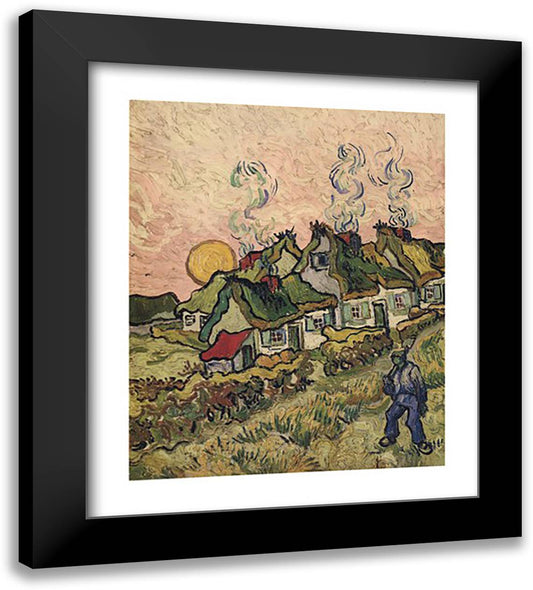 House and Figure, c.1890 24x28 Black Modern Wood Framed Art Print Poster by Van Gogh, Vincent
