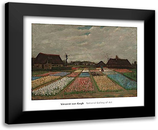 Flower Beds in Holland, c. 1883 34x28 Black Modern Wood Framed Art Print Poster by Van Gogh, Vincent