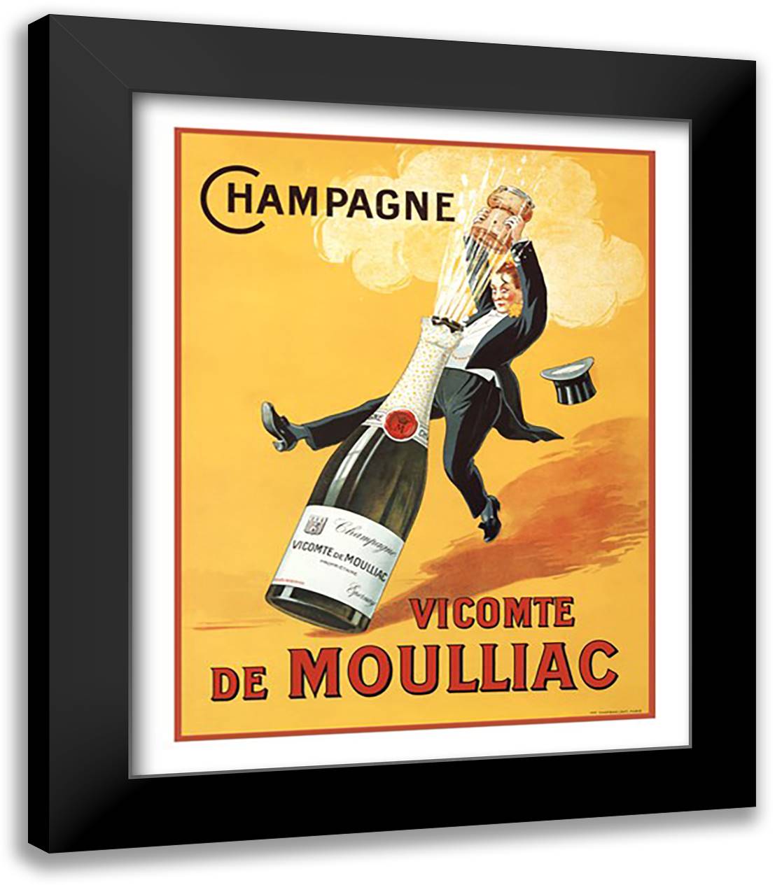 Champagne Vicomte De Moulliac 26x32 Black Modern Wood Framed Art Print Poster