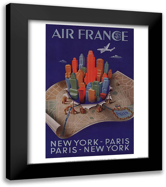 Air France 12x14 Black Modern Wood Framed Art Print Poster