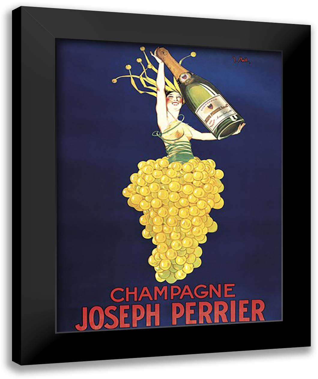 Champagne Joseph Perrier 17x23 Black Modern Wood Framed Art Print Poster