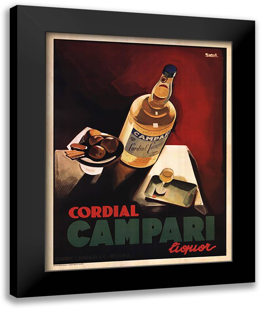Campari 28x36 Black Modern Wood Framed Art Print Poster by Nizzoli, Marcello