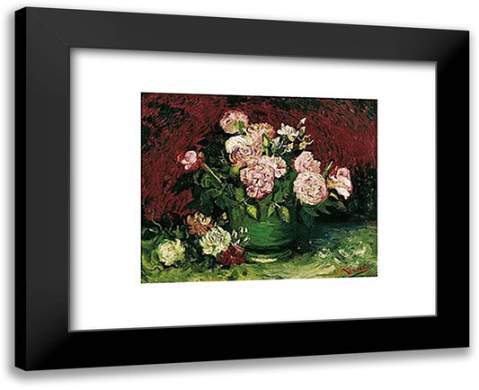 Roses and Peonies, 1886 18x15 Black Modern Wood Framed Art Print Poster by Van Gogh, Vincent