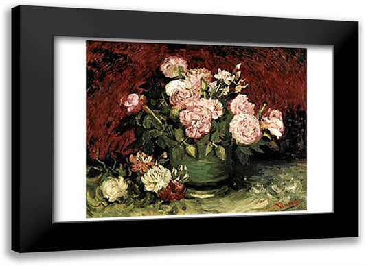Roses and Peonies, 1886 23x17 Black Modern Wood Framed Art Print Poster by Van Gogh, Vincent