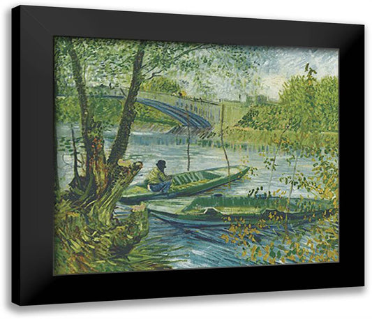 A Fisherman in His Boat 18x15 Black Modern Wood Framed Art Print Poster by Van Gogh, Vincent