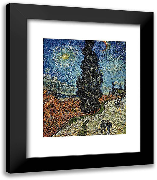 Country Road in Provence by Night, c. 1890 15x18 Black Modern Wood Framed Art Print Poster by Van Gogh, Vincent