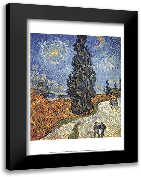 Country Road in Provence by Night, c. 1890 17x23 Black Modern Wood Framed Art Print Poster by Van Gogh, Vincent