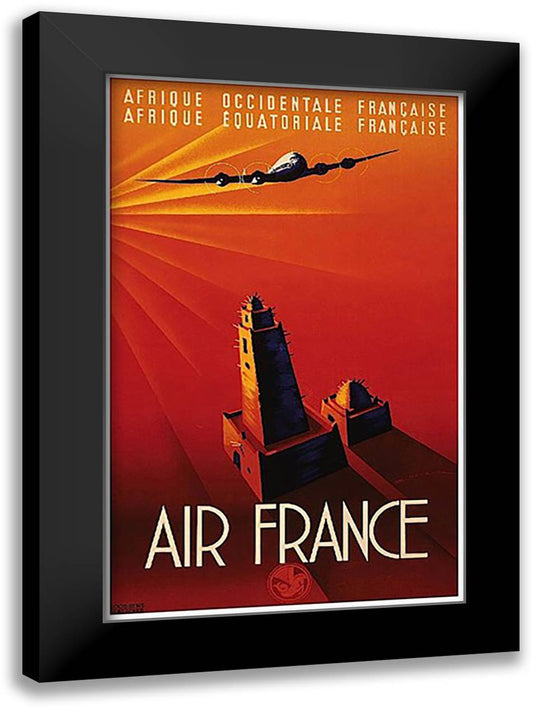 Air France - Afrique 27x40 Black Modern Wood Framed Art Print Poster