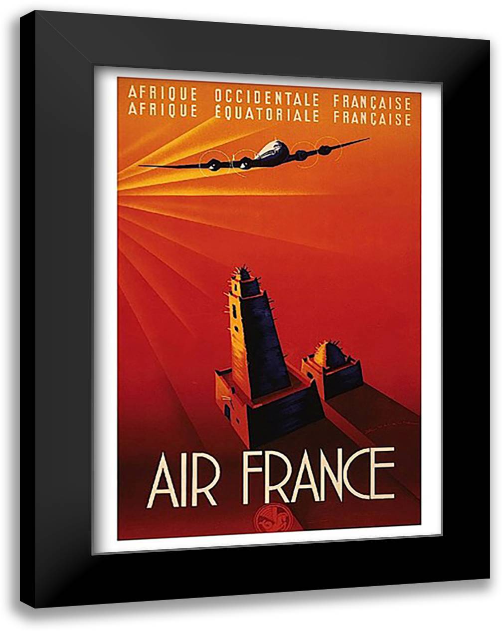 Air France - Afrique 17x23 Black Modern Wood Framed Art Print Poster