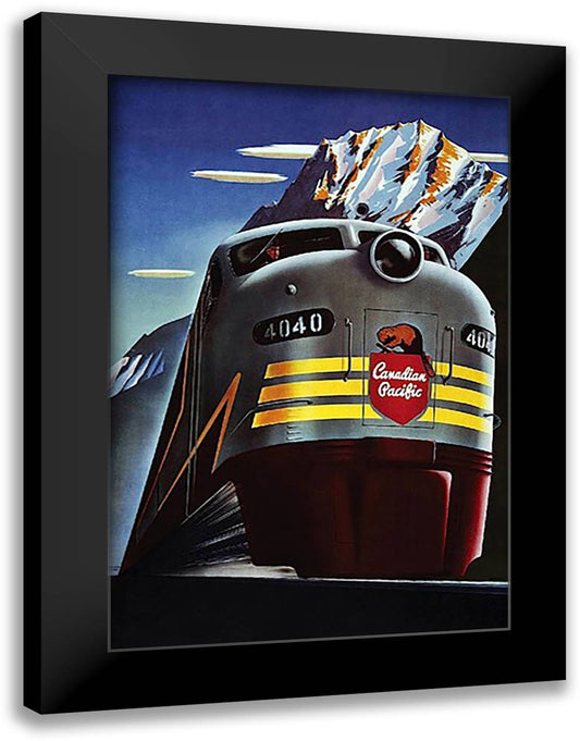 Canadian Pacific Railroad 28x40 Black Modern Wood Framed Art Print Poster