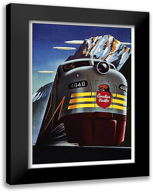 Canadian Pacific Railroad 17x23 Black Modern Wood Framed Art Print Poster