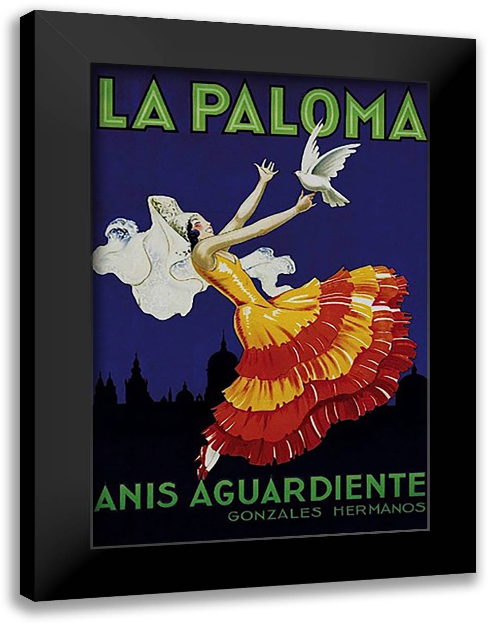 La Paloma 28x40 Black Modern Wood Framed Art Print Poster
