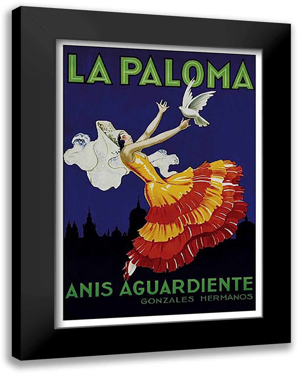 La Paloma 17x23 Black Modern Wood Framed Art Print Poster