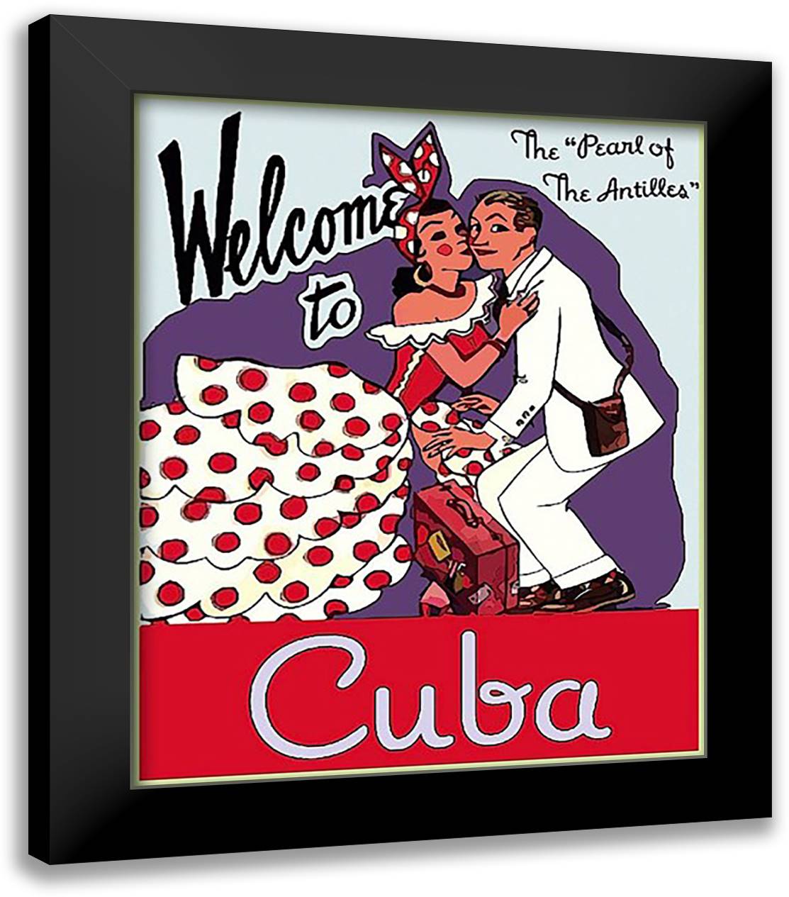 Welcome to Cuba 20x24 Black Modern Wood Framed Art Print Poster