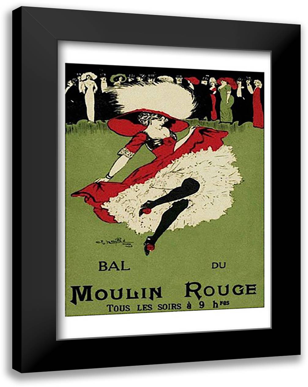 Bal du Moulin Rouge 17x23 Black Modern Wood Framed Art Print Poster