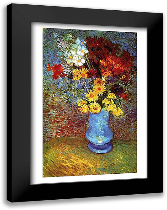 Vase With Anemone 17x23 Black Modern Wood Framed Art Print Poster by Van Gogh, Vincent