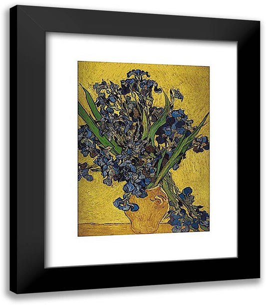 Irises in Vase 15x18 Black Modern Wood Framed Art Print Poster by Van Gogh, Vincent