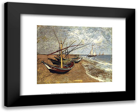 Boats Saintes-maries 18x15 Black Modern Wood Framed Art Print Poster by Van Gogh, Vincent