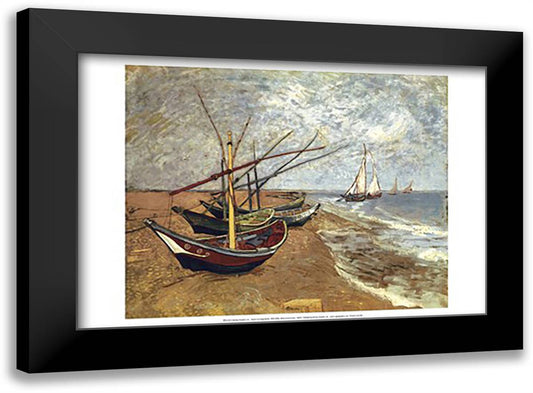 Boats Saintes-maries 23x17 Black Modern Wood Framed Art Print Poster by Van Gogh, Vincent