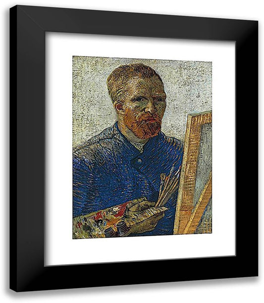 Self Portrait in Front of Easel 15x18 Black Modern Wood Framed Art Print Poster by Van Gogh, Vincent