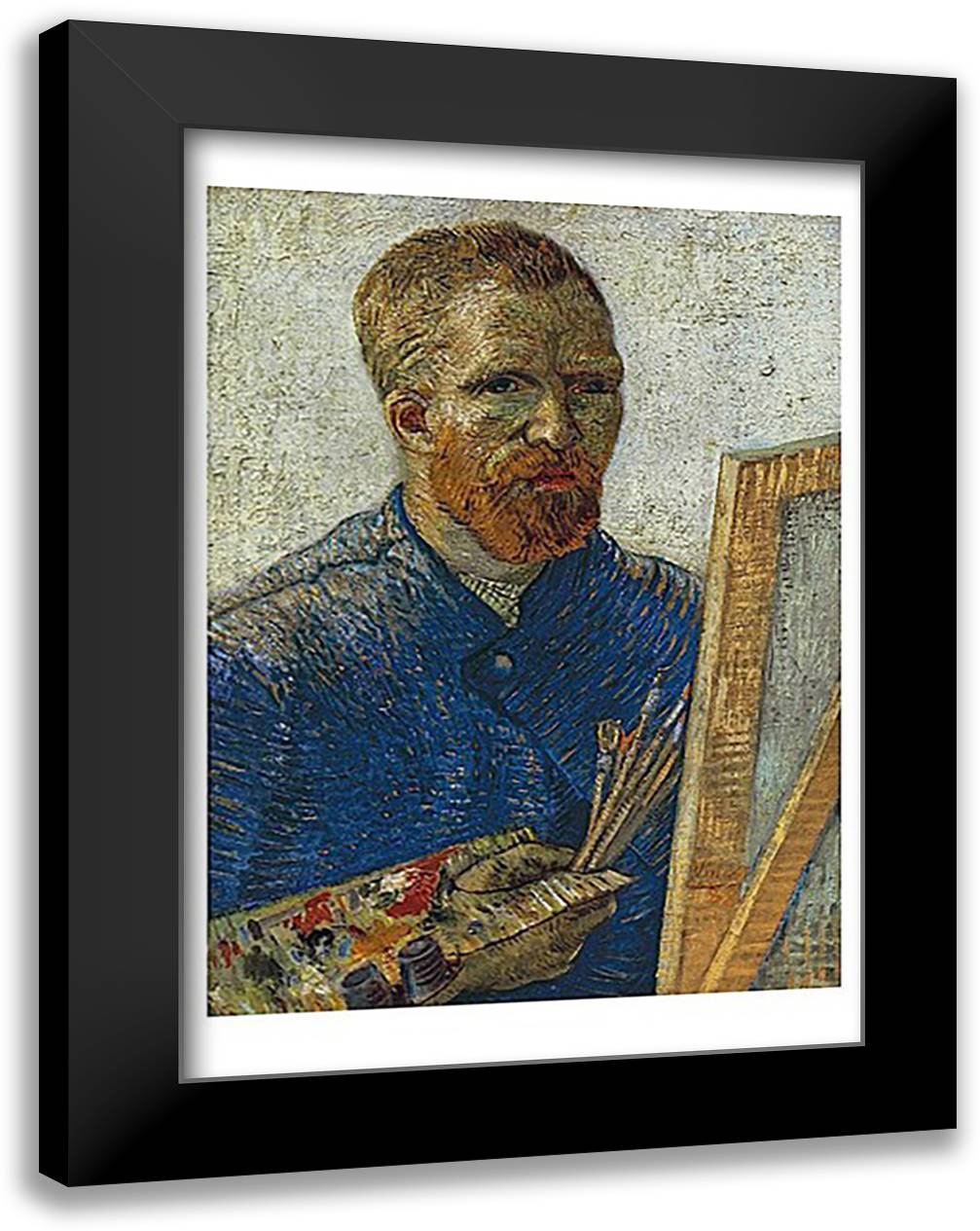 Self Portrait in Front of Easel 17x23 Black Modern Wood Framed Art Print Poster by Van Gogh, Vincent