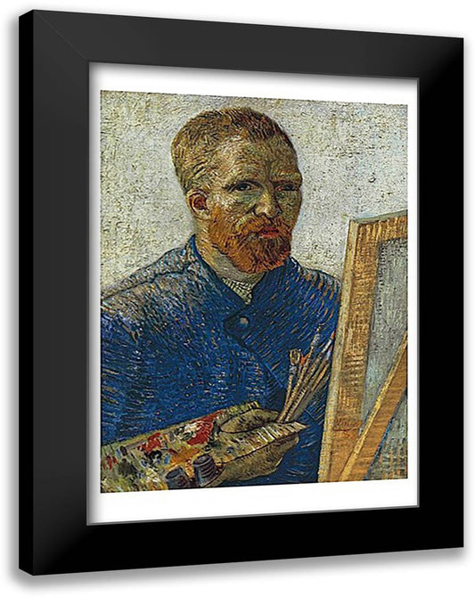 Self Portrait in Front of Easel 17x23 Black Modern Wood Framed Art Print Poster by Van Gogh, Vincent