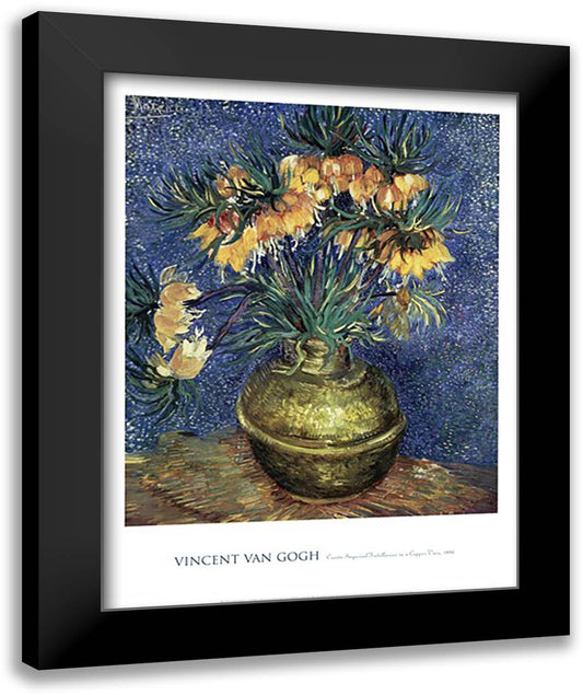 Crown Imperial Fritillaries in a Copper Vase, 1886 28x36 Black Modern Wood Framed Art Print Poster by Van Gogh, Vincent