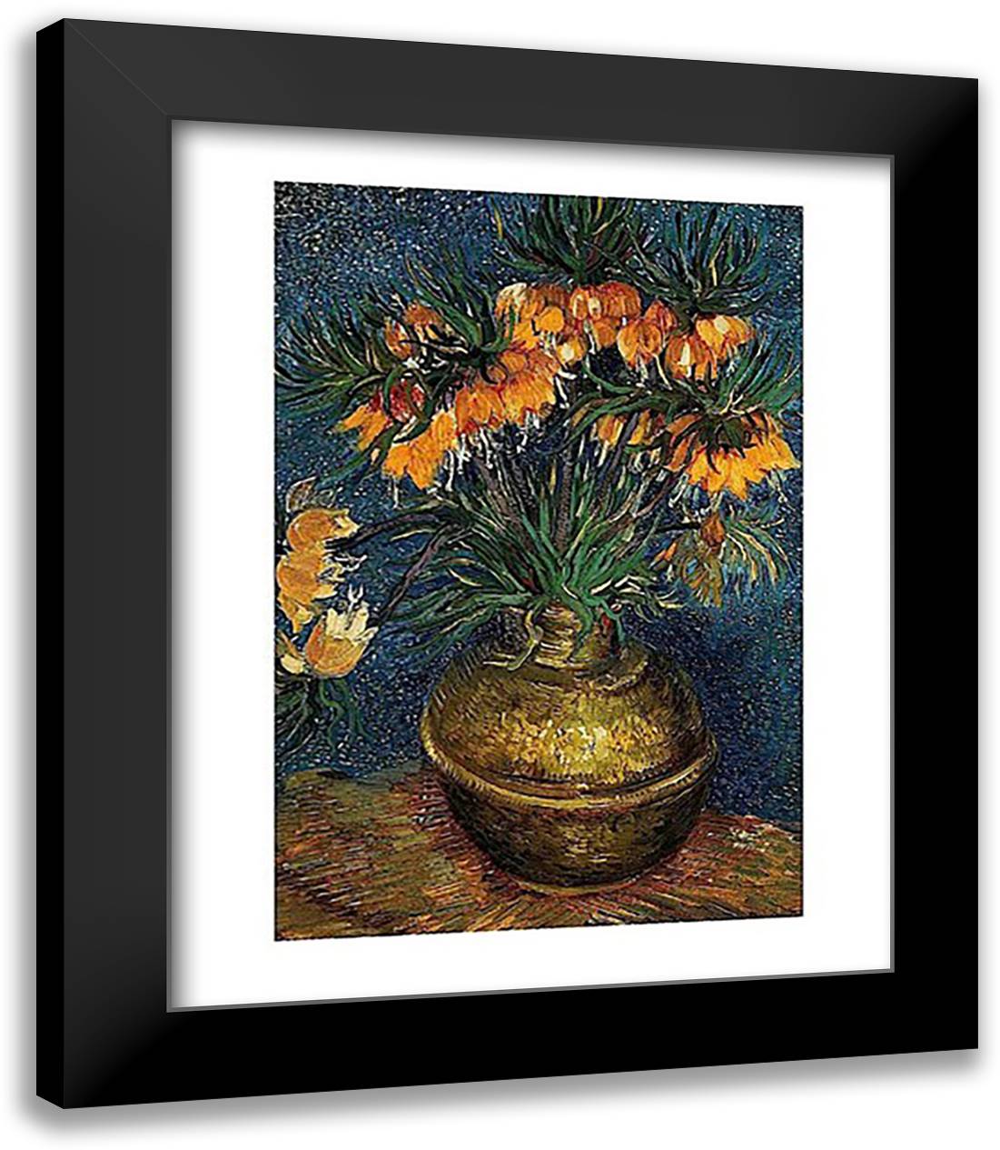 Crown Imperial Fritillaries in a Copper Vase, 1886 15x18 Black Modern Wood Framed Art Print Poster by Van Gogh, Vincent