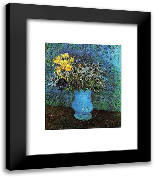 Vase with Lilacs, Daisies and Anemone 15x18 Black Modern Wood Framed Art Print Poster by Van Gogh, Vincent