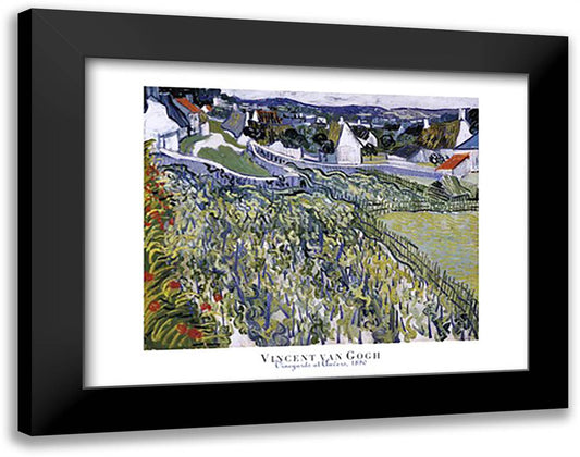 Vineyards at Auvers, c.1890 36x28 Black Modern Wood Framed Art Print Poster by Van Gogh, Vincent