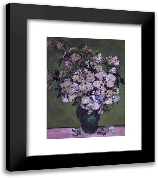 Vase of Roses, c.1890 20x24 Black Modern Wood Framed Art Print Poster by Van Gogh, Vincent