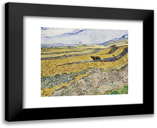 Enclosed Field with Ploughman 18x15 Black Modern Wood Framed Art Print Poster by Van Gogh, Vincent