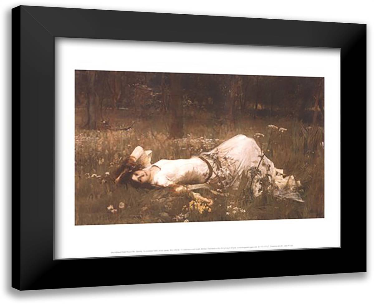 Ophelia (lying in the meadow), 1905 18x15 Black Modern Wood Framed Art Print Poster by Waterhouse, John William