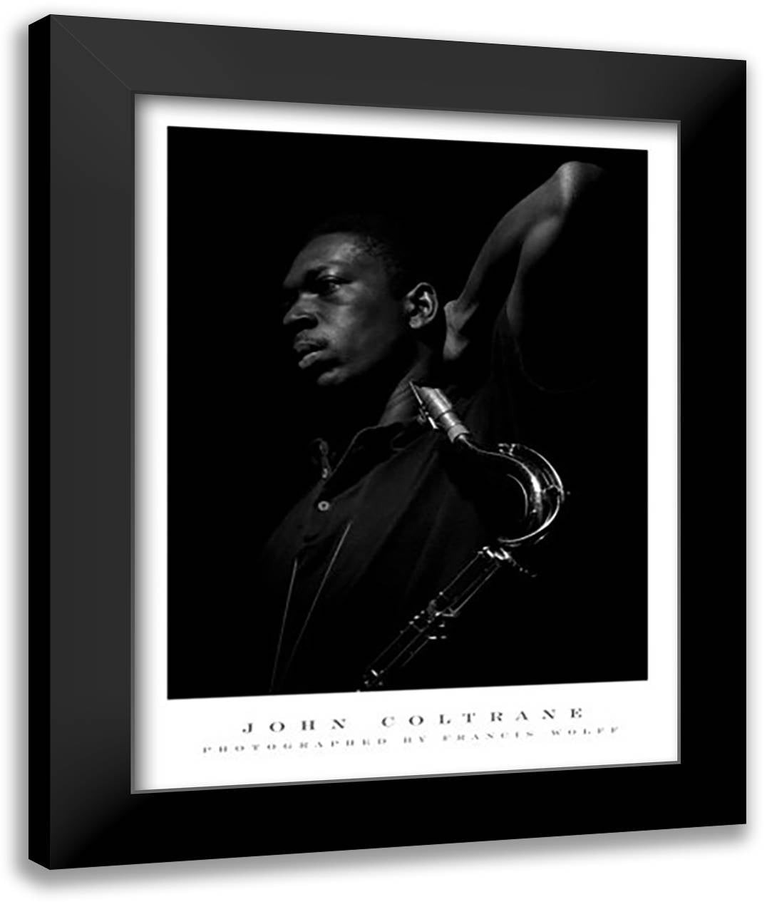 John Coltrane 28x36 Black Modern Wood Framed Art Print Poster by Wolff, Hellmut