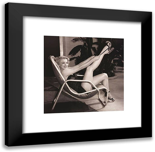 Marilyn Monroe, Poolside 24x24 Black Modern Wood Framed Art Print Poster by Worth, Frank