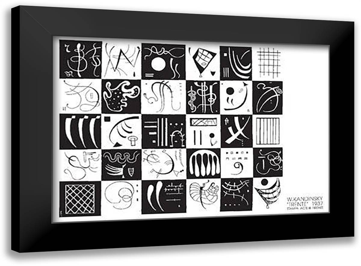 Trente 1937 40x28 Black Modern Wood Framed Art Print Poster by Kandinsky, Wassily